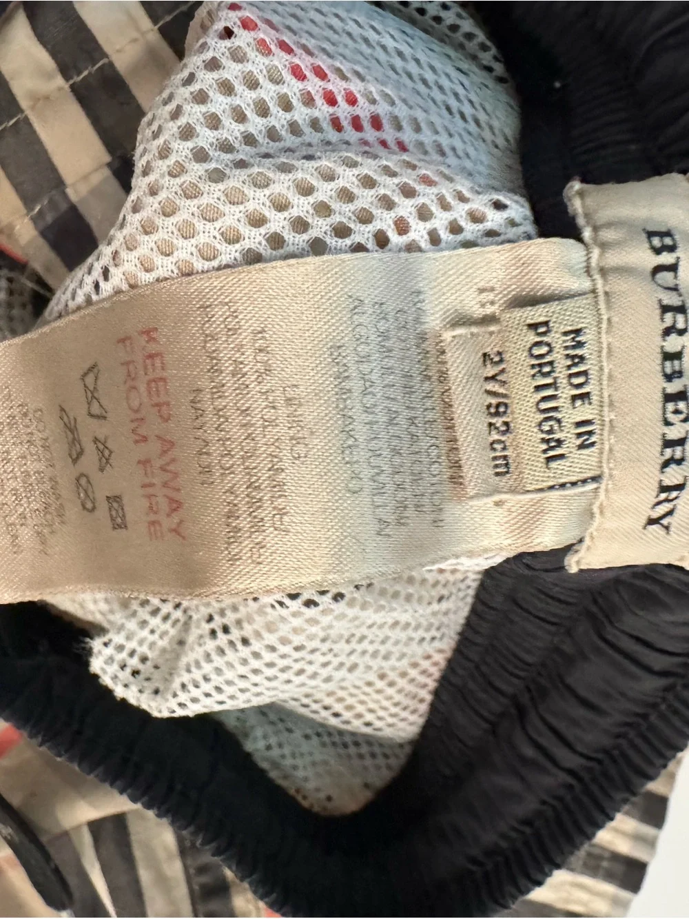 Burberry Beige Plaid Kids Drawstring Shorts with Black Waistband size 2